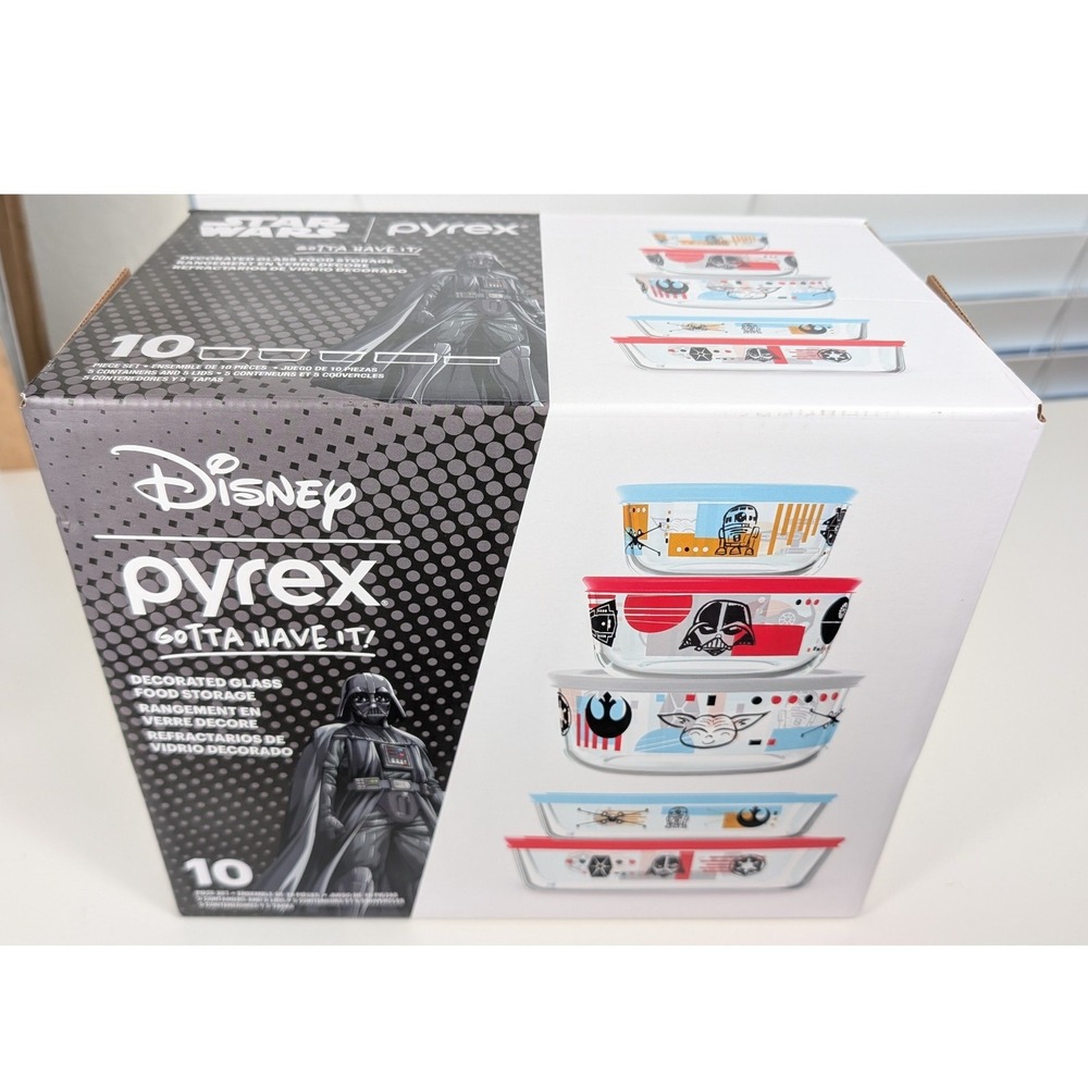 Pyrex Food Storage Set Star Wars 10pc Multicolor Darth Vader Grogu Glass SEALED